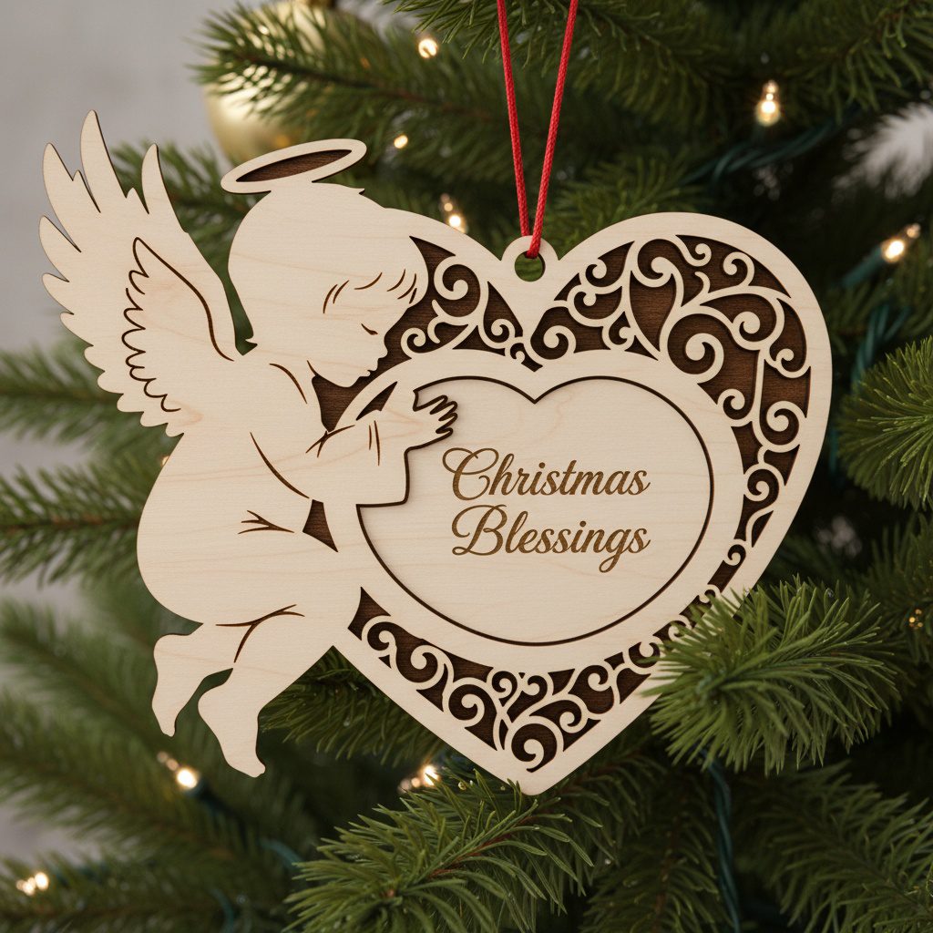 Weihnachtsschmuck-Lasergravur-Set, 6 Engel-Designs, personalisierte Weihnachten – Bild 5