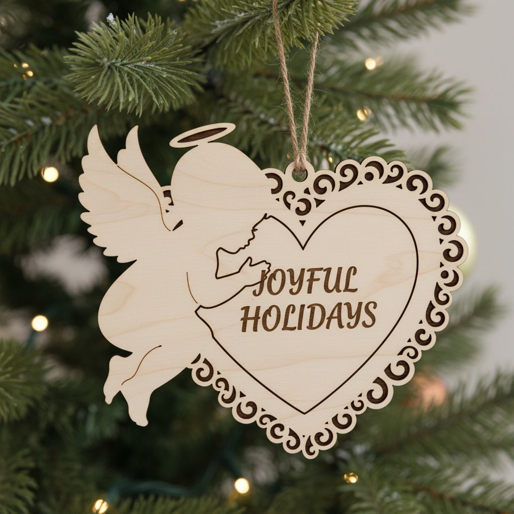 Weihnachtsschmuck-Lasergravur-Set, 6 Engel-Designs, personalisierte Weihnachten – Bild 6