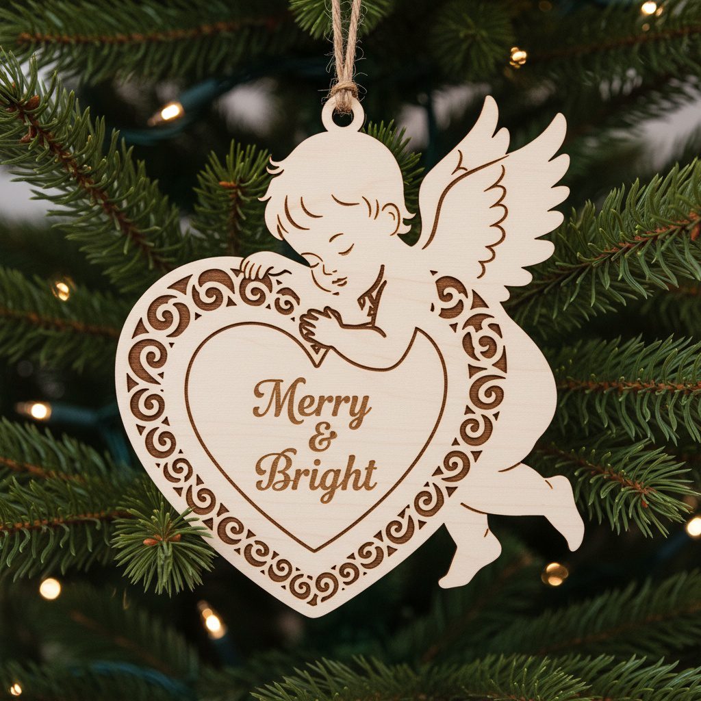 Weihnachtsschmuck-Lasergravur-Set, 6 Engel-Designs, personalisierte Weihnachten – Bild 8