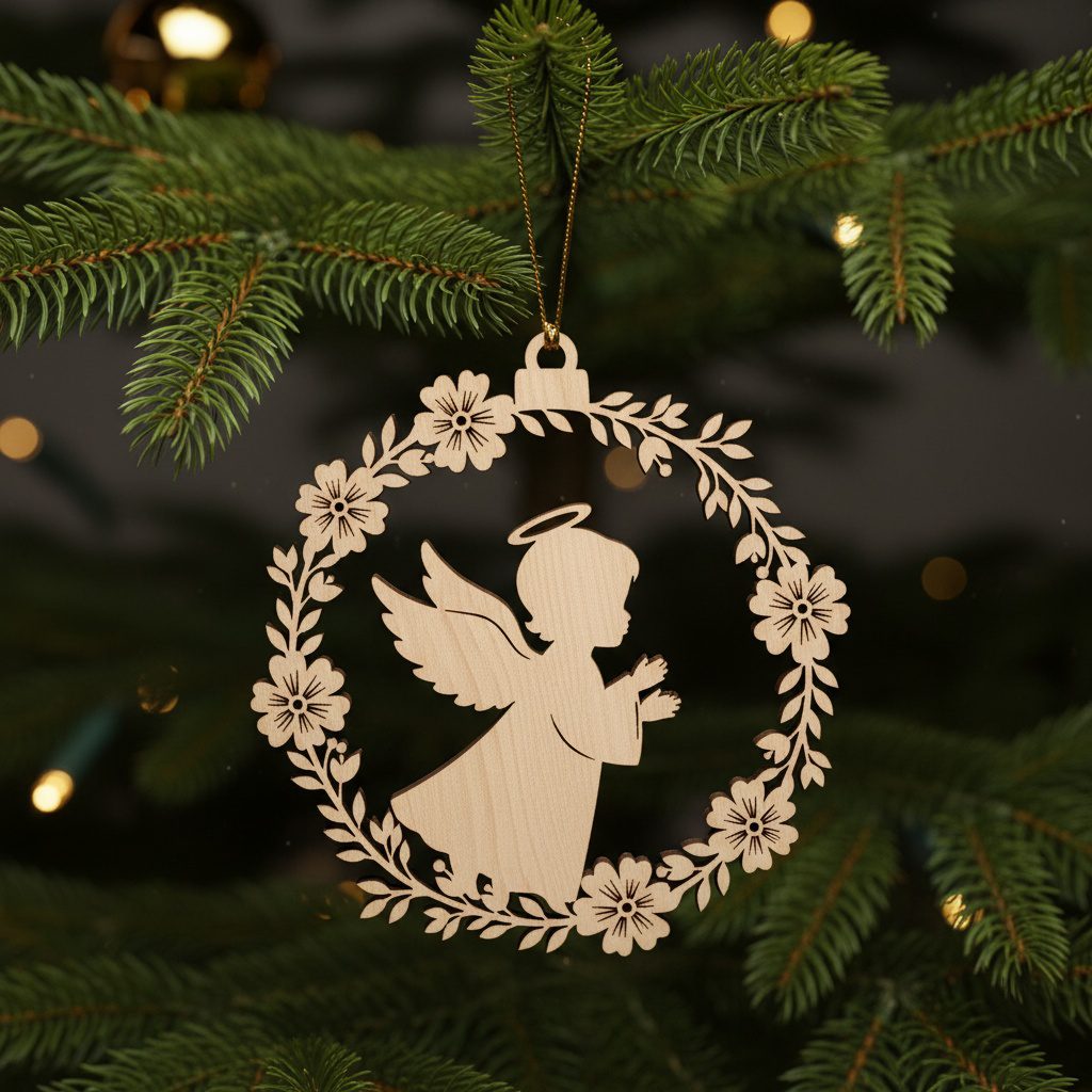 Fichiers laser pour décorations de Noël, 6 lots de décorations d'anges et d'arbres. – Image 4