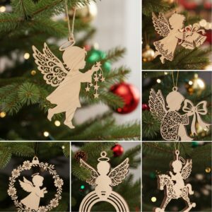 Christmas Ornament Laser Files, 6 Angel & Tree Decoration Bundles