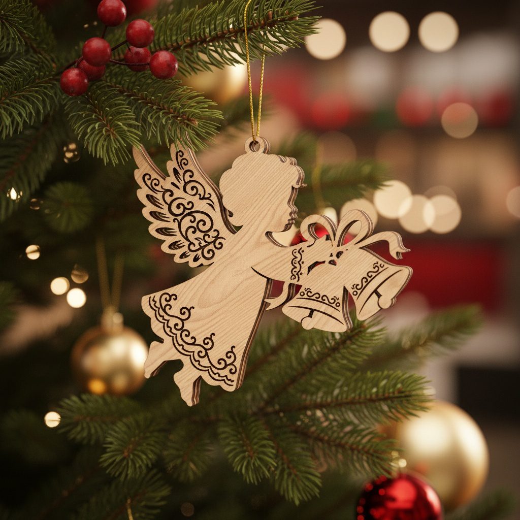 Fichiers laser pour décorations de Noël, 6 lots de décorations d'anges et d'arbres. – Image 6