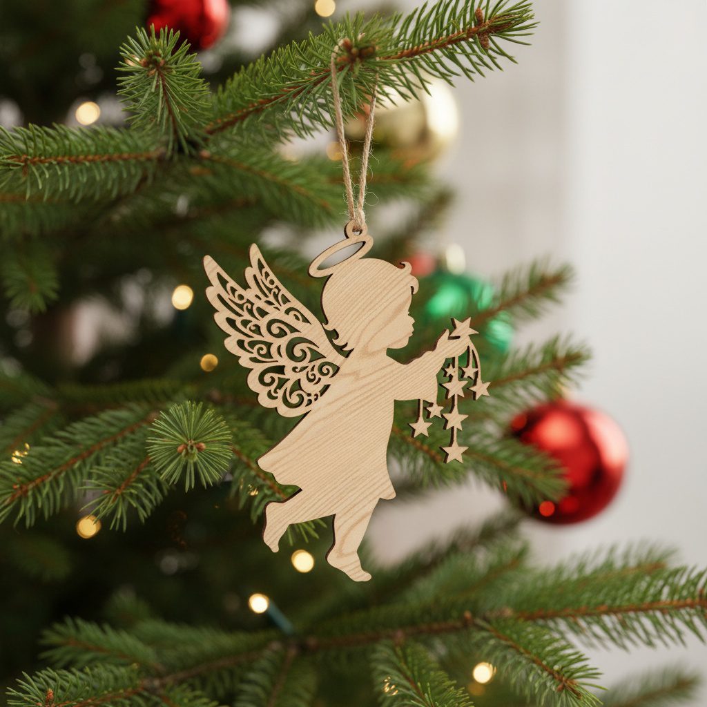 Fichiers laser pour décorations de Noël, 6 lots de décorations d'anges et d'arbres. – Image 7