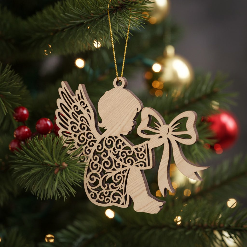 Fichiers laser pour décorations de Noël, 6 lots de décorations d'anges et d'arbres. – Image 8