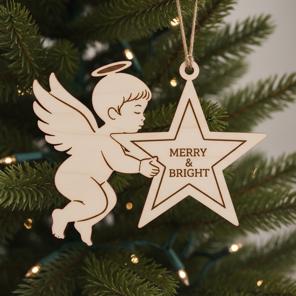 Christmas Ornament Laser Files Bundle, Angel Design Pack,