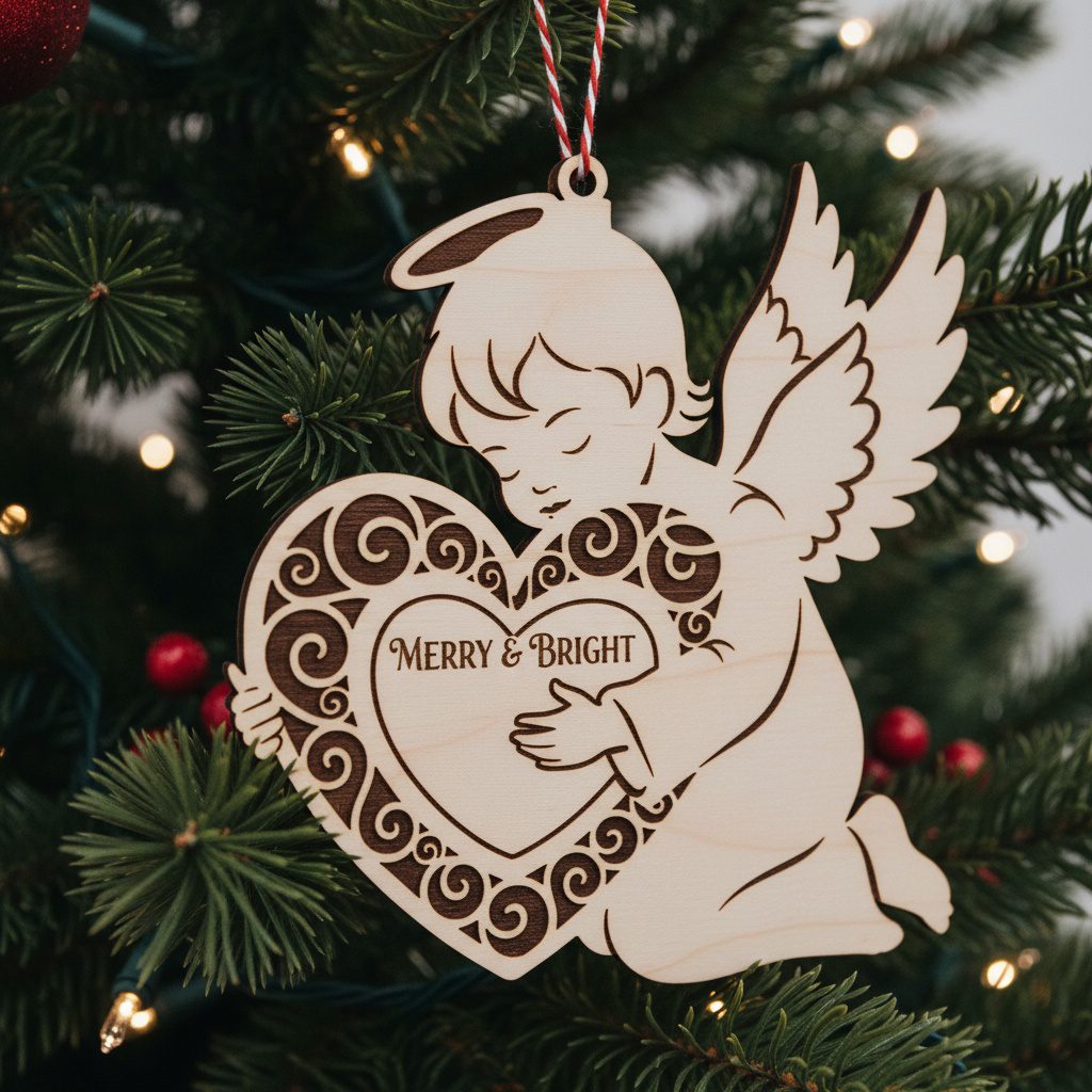Christmas Ornament Laser Files Bundle, Angel Design Pack,