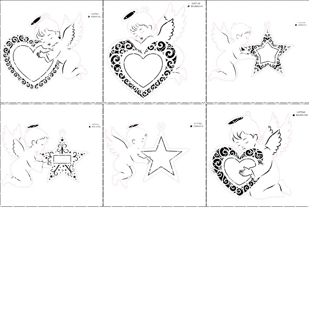 Christmas Ornament Laser Files Bundle, Angel Design Pack,