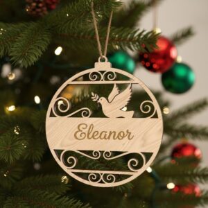 Christmas Personalized Dove Ornament, Peace Dove Design –