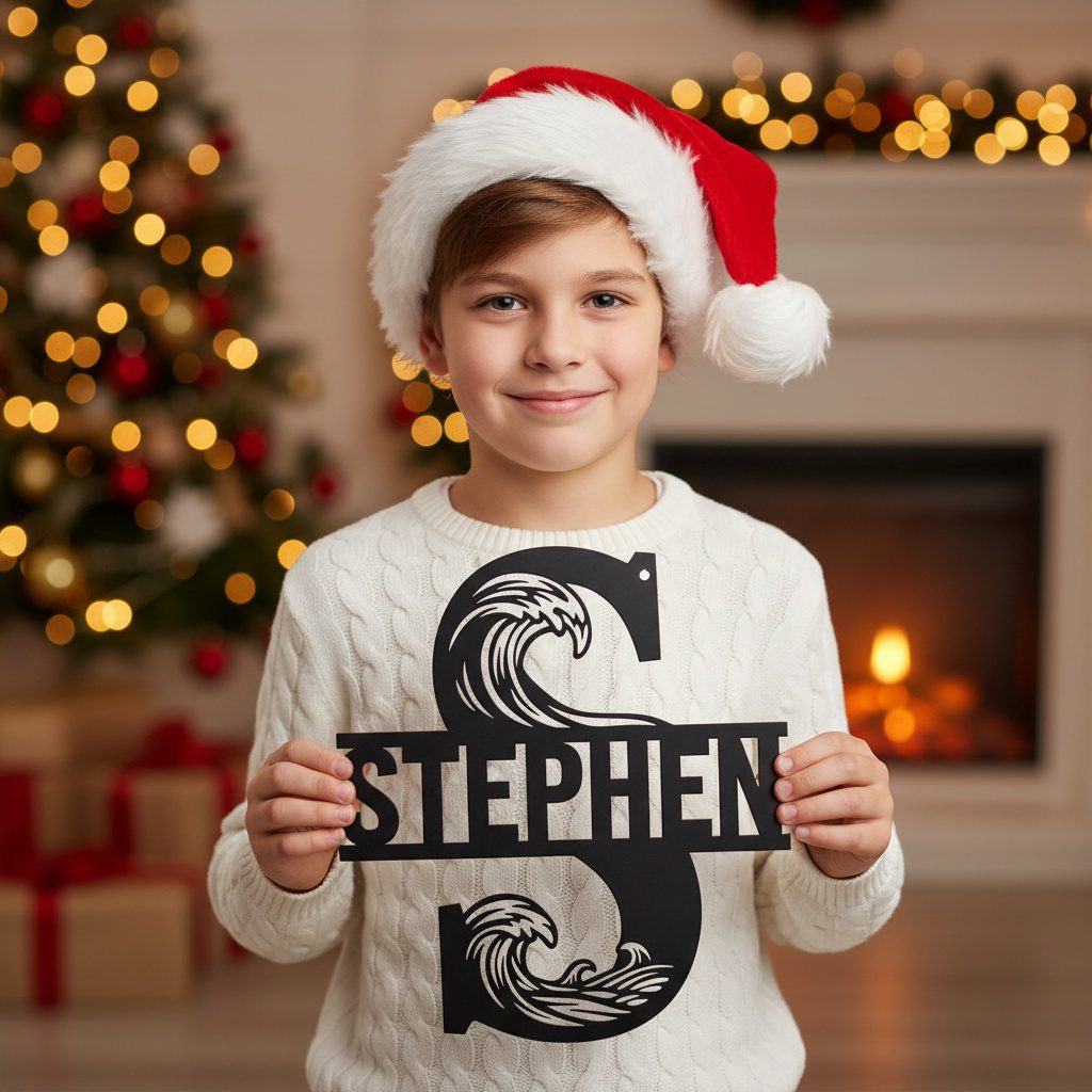 Christmas Personalized Engraved Monogram Metal Sign Bundle, 9