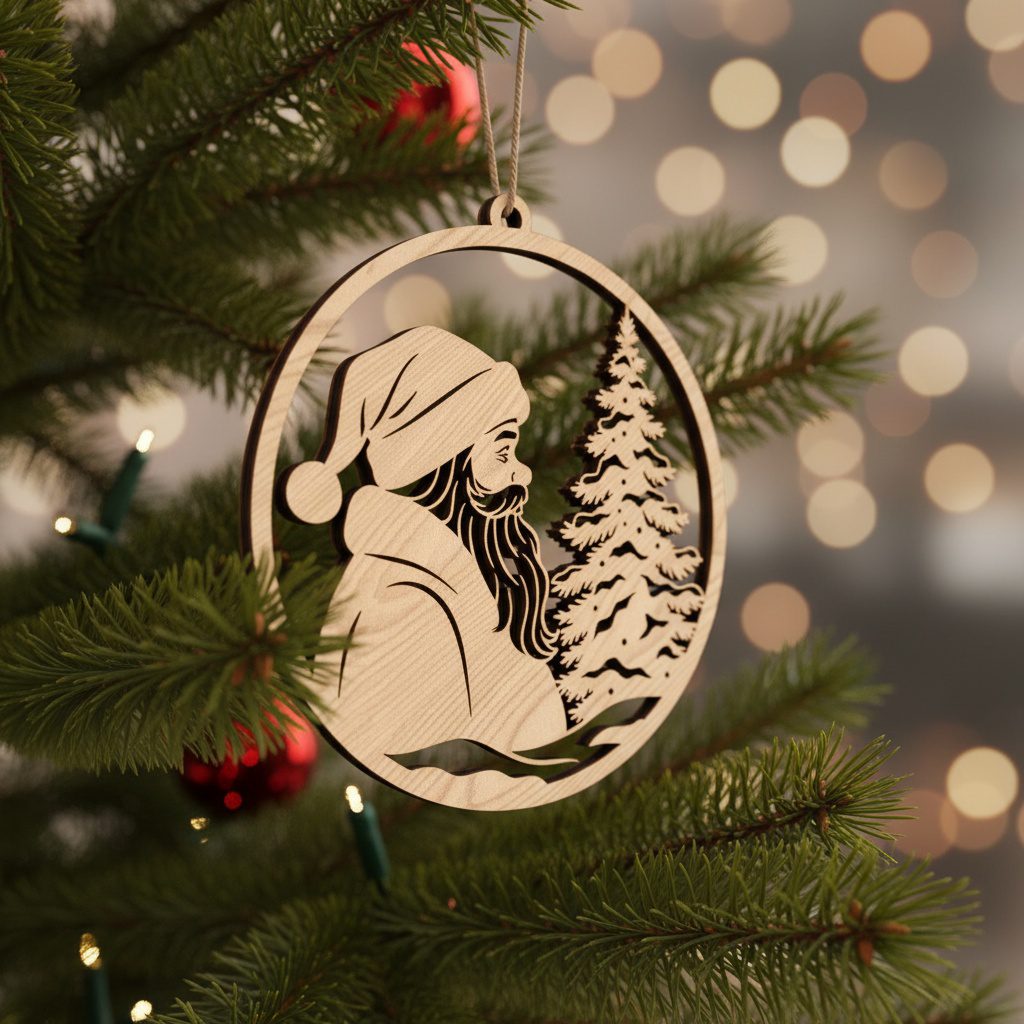 Ensemble de décorations de Noël Père Noël, 8 designs de fichiers laser pour les fêtes. – Image 2