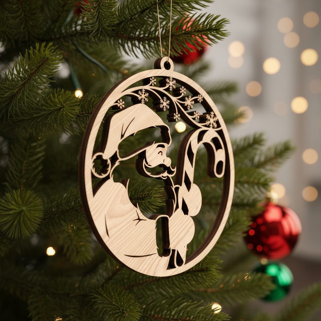 Ensemble de décorations de Noël Père Noël, 8 designs de fichiers laser pour les fêtes. – Image 4