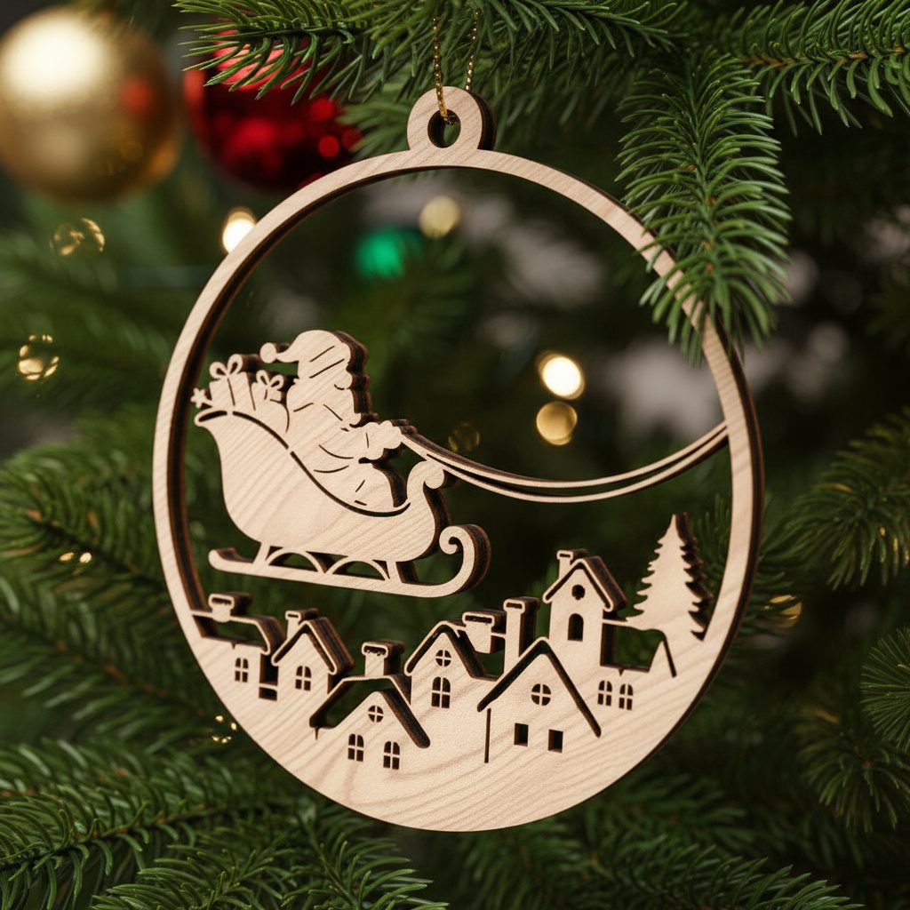 Ensemble de décorations de Noël Père Noël, 8 designs de fichiers laser pour les fêtes. – Image 6
