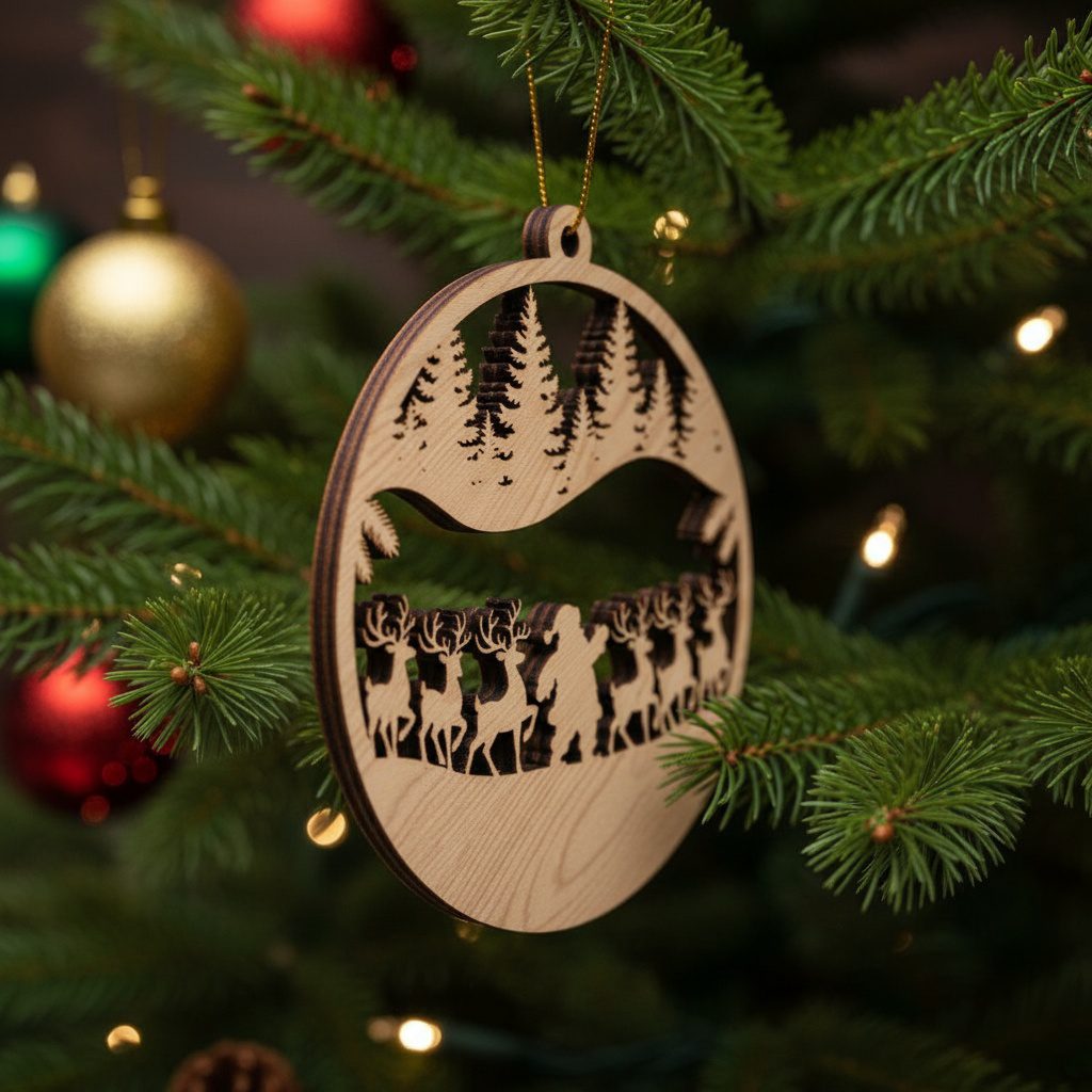 Ensemble de décorations de Noël Père Noël, 8 designs de fichiers laser pour les fêtes. – Image 8