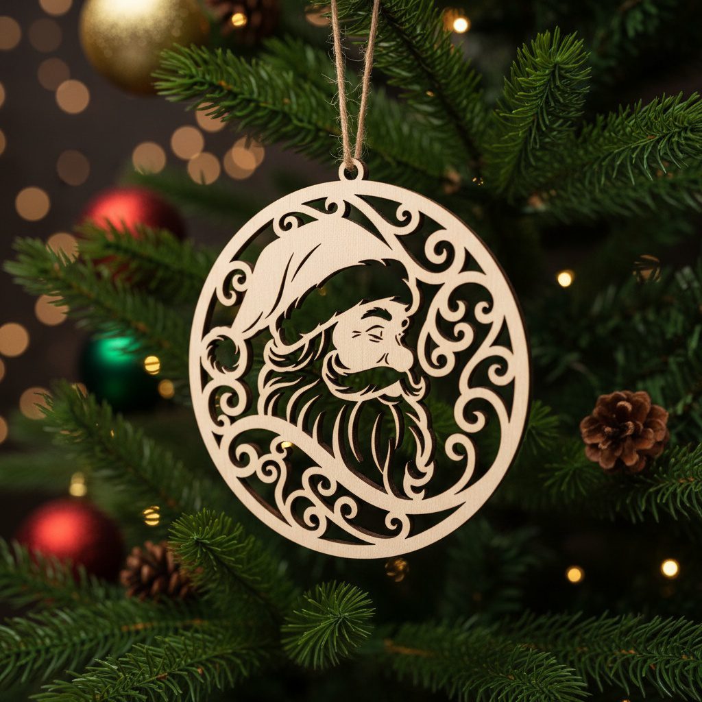 Ensemble de décorations de Noël Père Noël, 8 designs de fichiers laser pour les fêtes. – Image 9