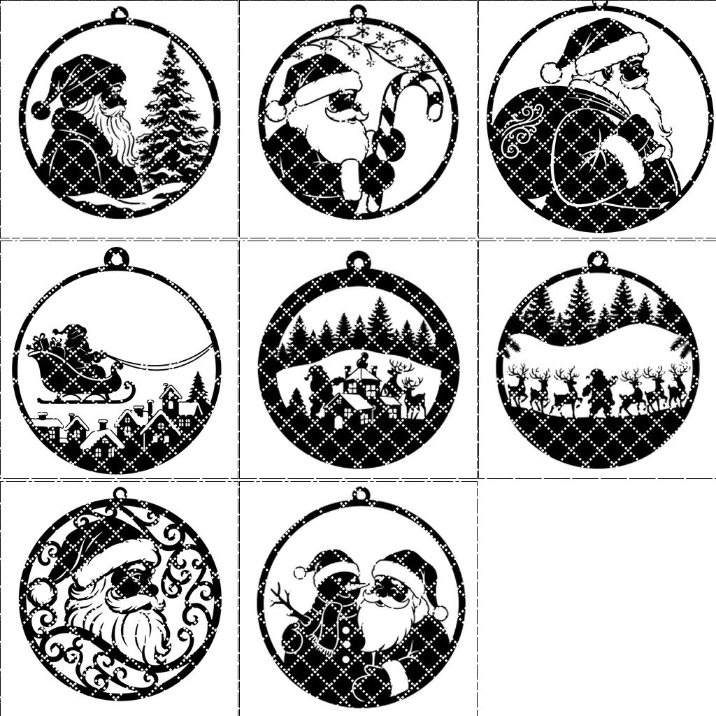 Ensemble de décorations de Noël Père Noël, 8 designs de fichiers laser pour les fêtes. – Image 11