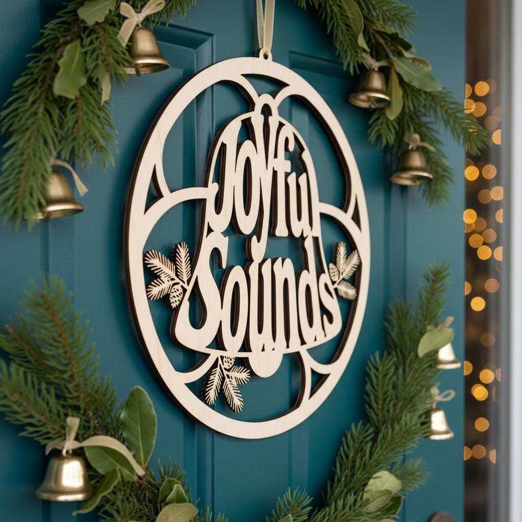 Ensemble de panneaux de Noël, 6 modèles ronds pour porte avec motifs pour la décoration de fêtes. – Image 5