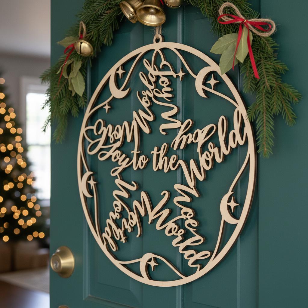 Christmas Star Door Hanger, Holiday Sign Décor with Festive Message