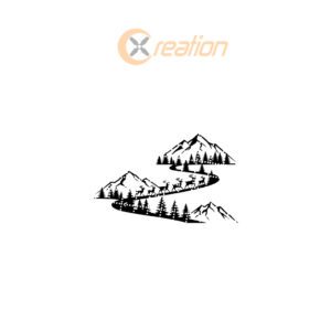 Christmas Wall Art Monogram Mountain Deer Scene, Laser