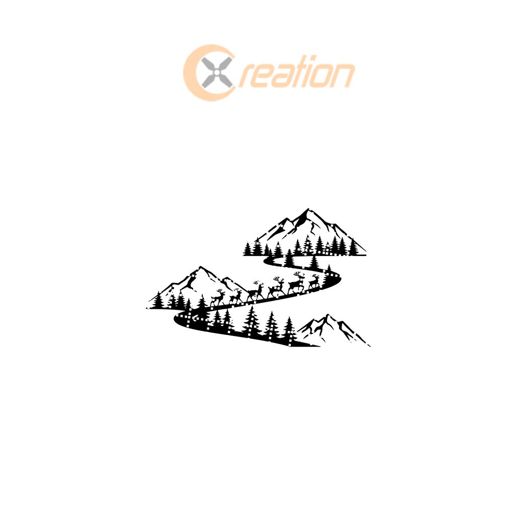 Christmas Wall Art Monogram Mountain Deer Scene, Laser