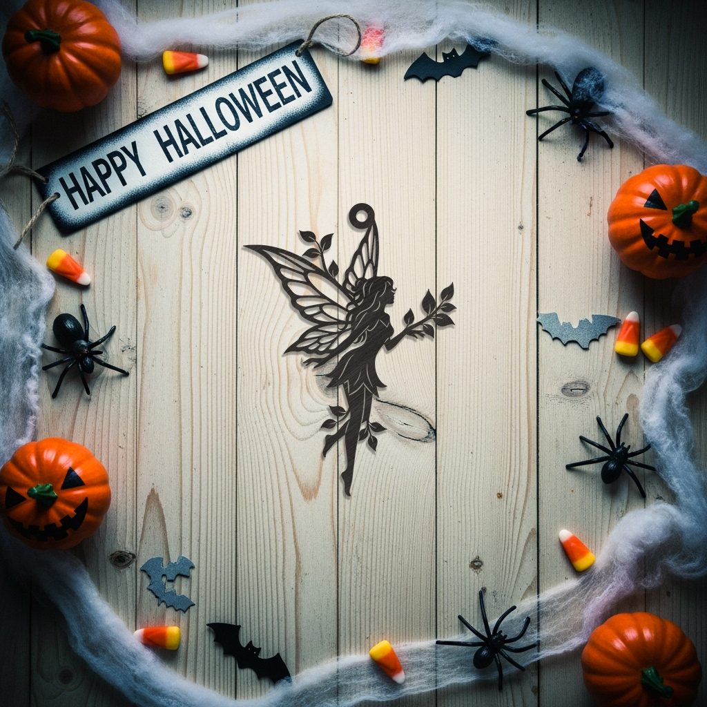 Decorazione fatina di Halloween con foglie, download digitale per decorazioni autunnali. - immagine 4