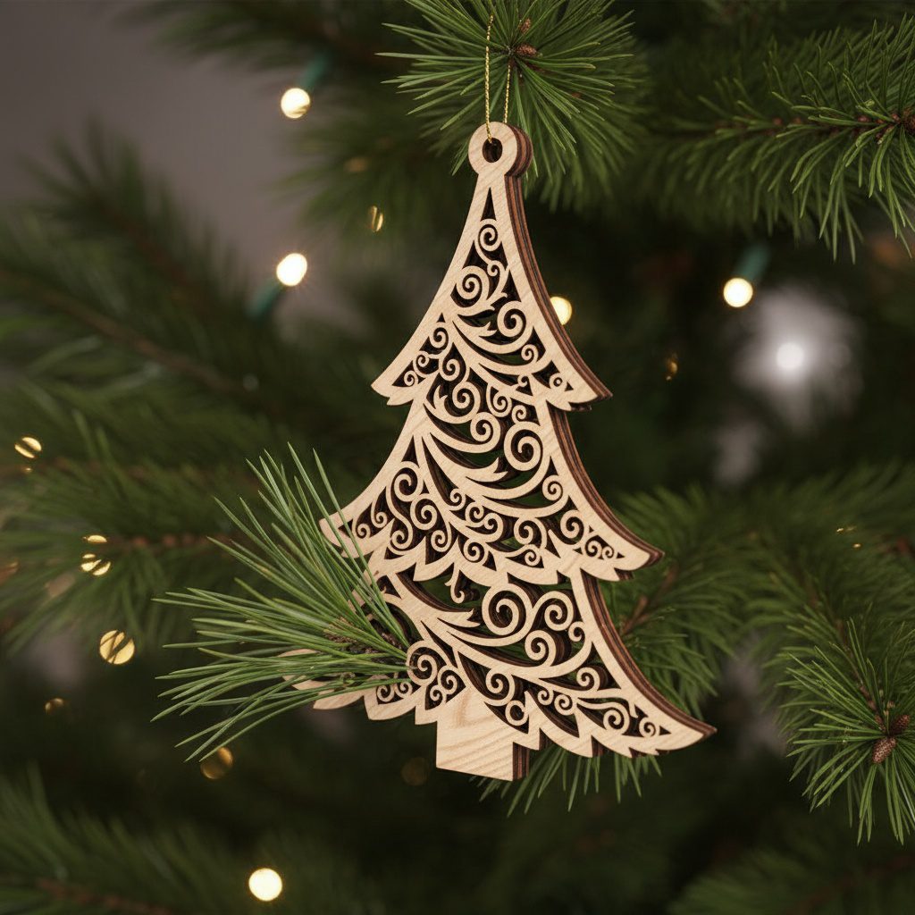 Ensemble de décorations de Noël au laser, 6 décorations d'arbres de pin, fichier numérique de Noël – Image 4
