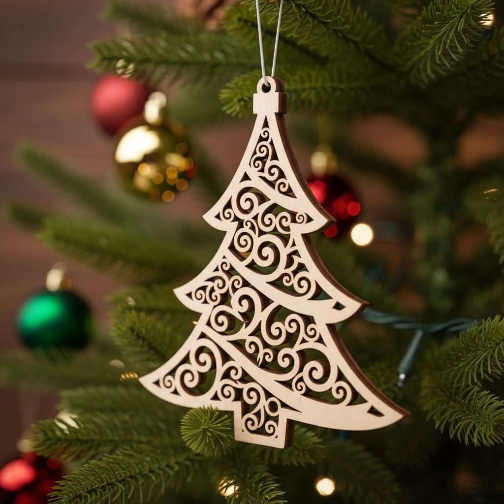 Ensemble de décorations de Noël au laser, 6 décorations d'arbres de pin, fichier numérique de Noël – Image 5