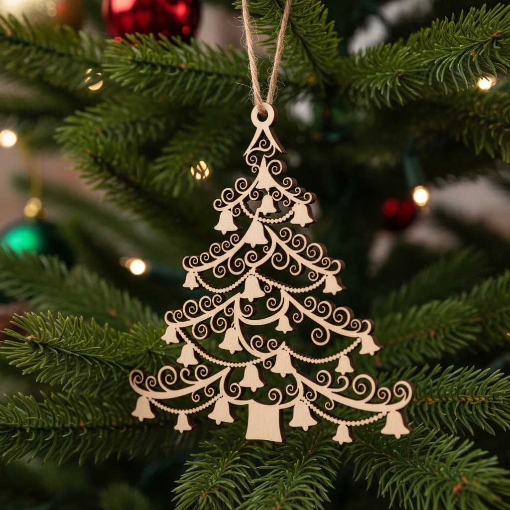 Ensemble de décorations de Noël au laser, 6 décorations d'arbres de pin, fichier numérique de Noël – Image 6