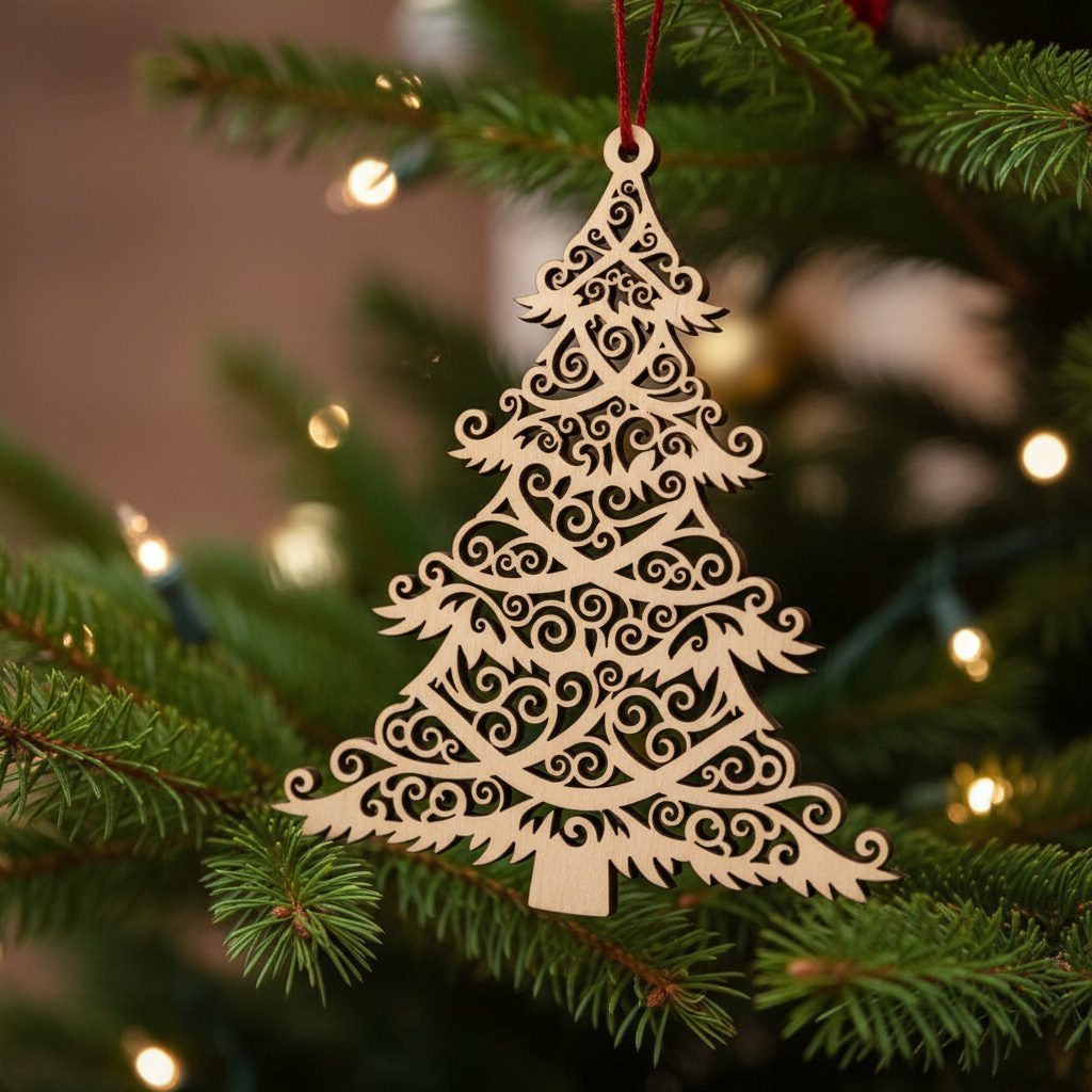 Ensemble de décorations de Noël au laser, 6 décorations d'arbres de pin, fichier numérique de Noël – Image 7