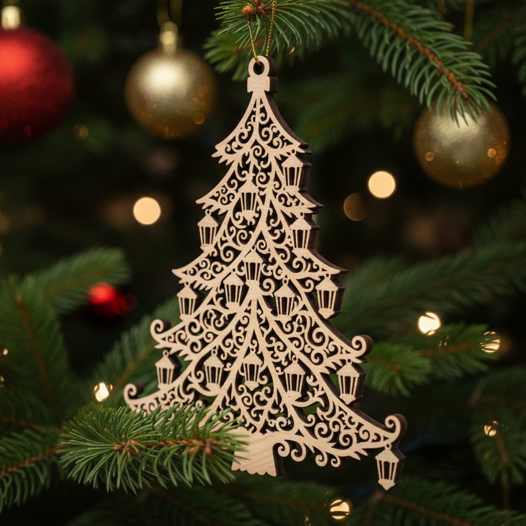 Ensemble de décorations de Noël au laser, 6 décorations d'arbres de pin, fichier numérique de Noël – Image 8