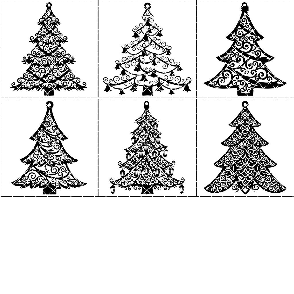Ensemble de décorations de Noël au laser, 6 décorations d'arbres de pin, fichier numérique de Noël – Image 9