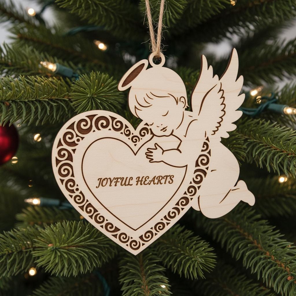 Laser Cut Christmas Ornaments Bundle, 6 Angel Designs for Holiday Decor