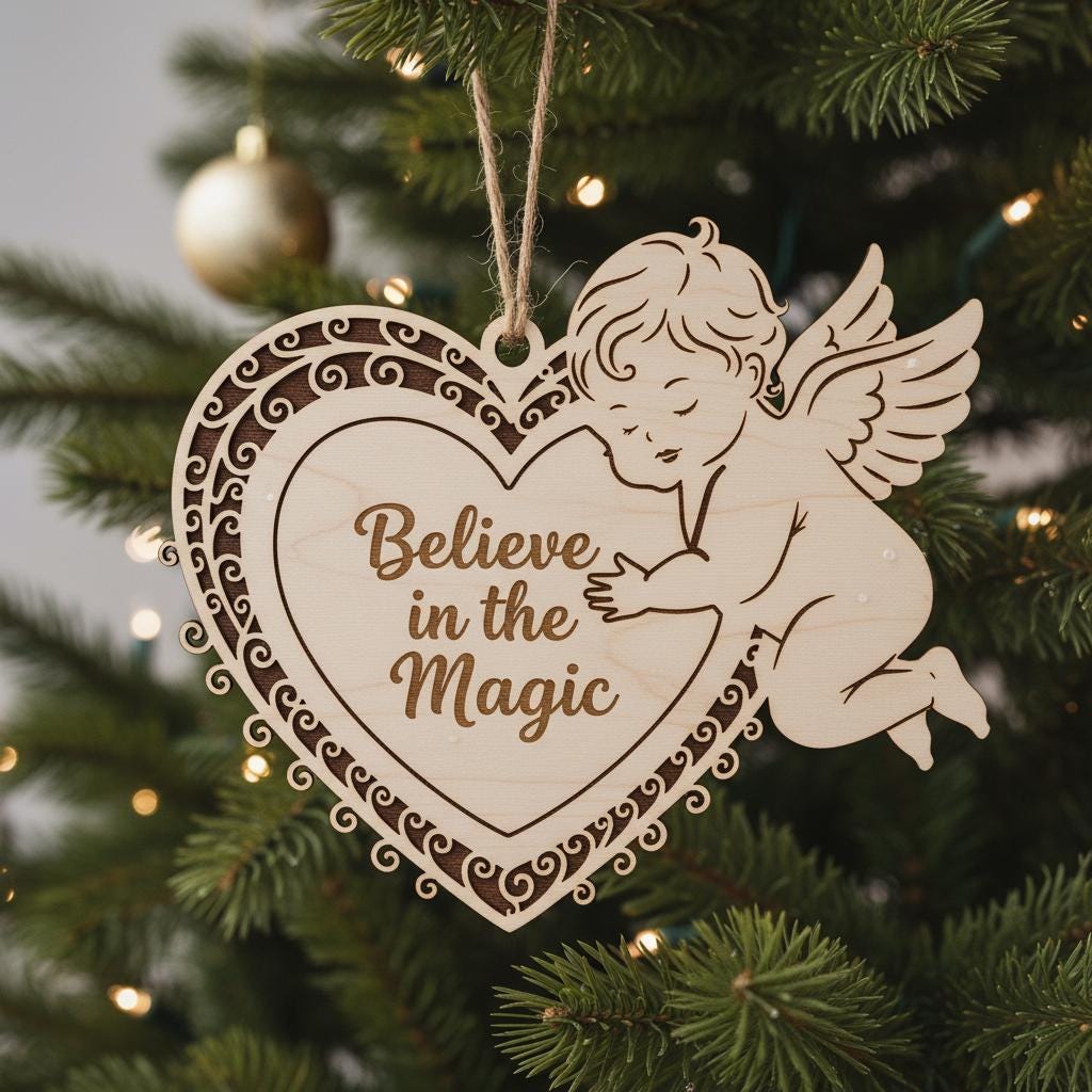 Laser Cut Christmas Ornaments Bundle, 6 Angel Designs for Holiday Decor