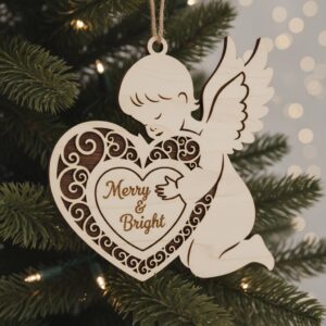 Laser Cut Christmas Ornaments Bundle, 6 Angel Designs for Holiday Decor