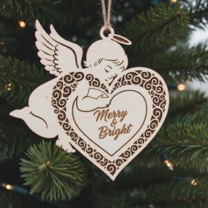 Laser Cut Christmas Ornaments Bundle, 6 Angel Designs for Holiday Decor