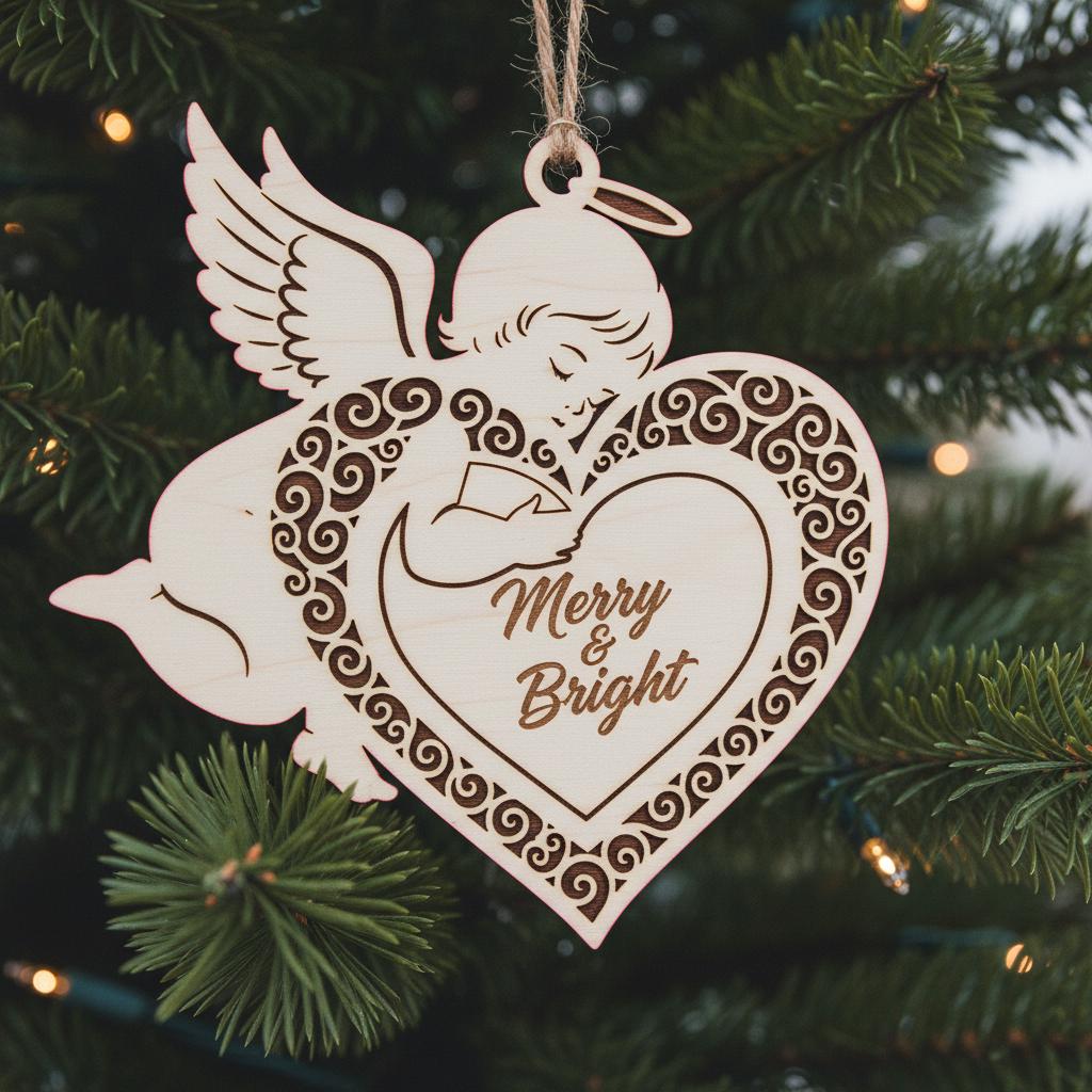 Laser Cut Christmas Ornaments Bundle, 6 Angel Designs for Holiday Decor