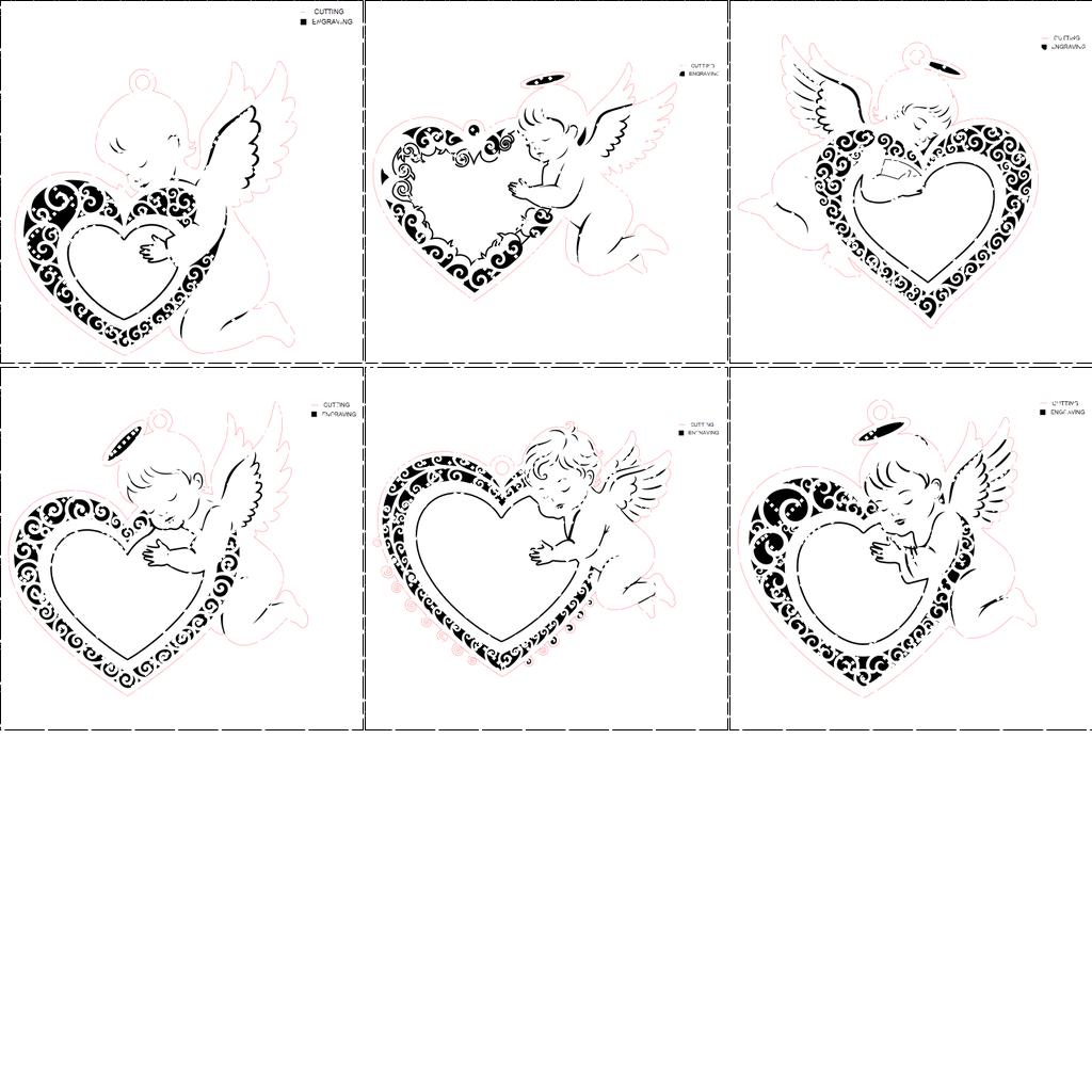 Laser Cut Christmas Ornaments Bundle, 6 Angel Designs for Holiday Decor