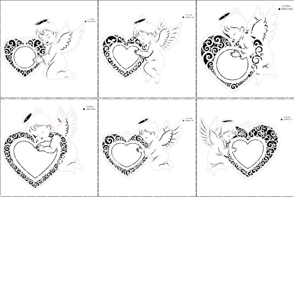 Laser Cut Ornaments Bundle, 6 Christmas Angel Designs,