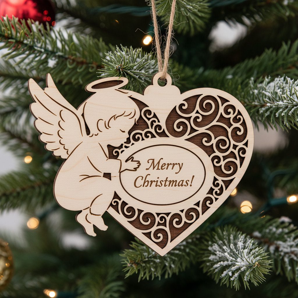 Paquete de Adornos Láser Diseños de Ángel Navideño Decoración Personalizada para Fiestas - Imagen 4