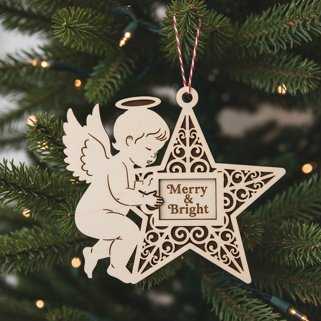 Paquete de Adornos Láser Diseños de Ángel Navideño Decoración Personalizada para Fiestas - Imagen 8