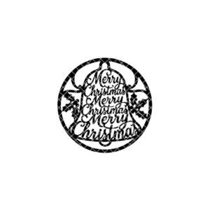 Merry Christmas Bell Door Hanger, Round Holiday Sign, Laser File for Decor