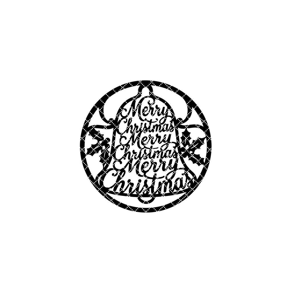 Merry Christmas Bell Door Hanger, Round Holiday Sign, Laser File for Decor