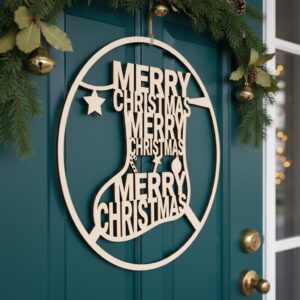 Merry Christmas Door Hanger Bundle, 6 Festive Laser Sign Designs