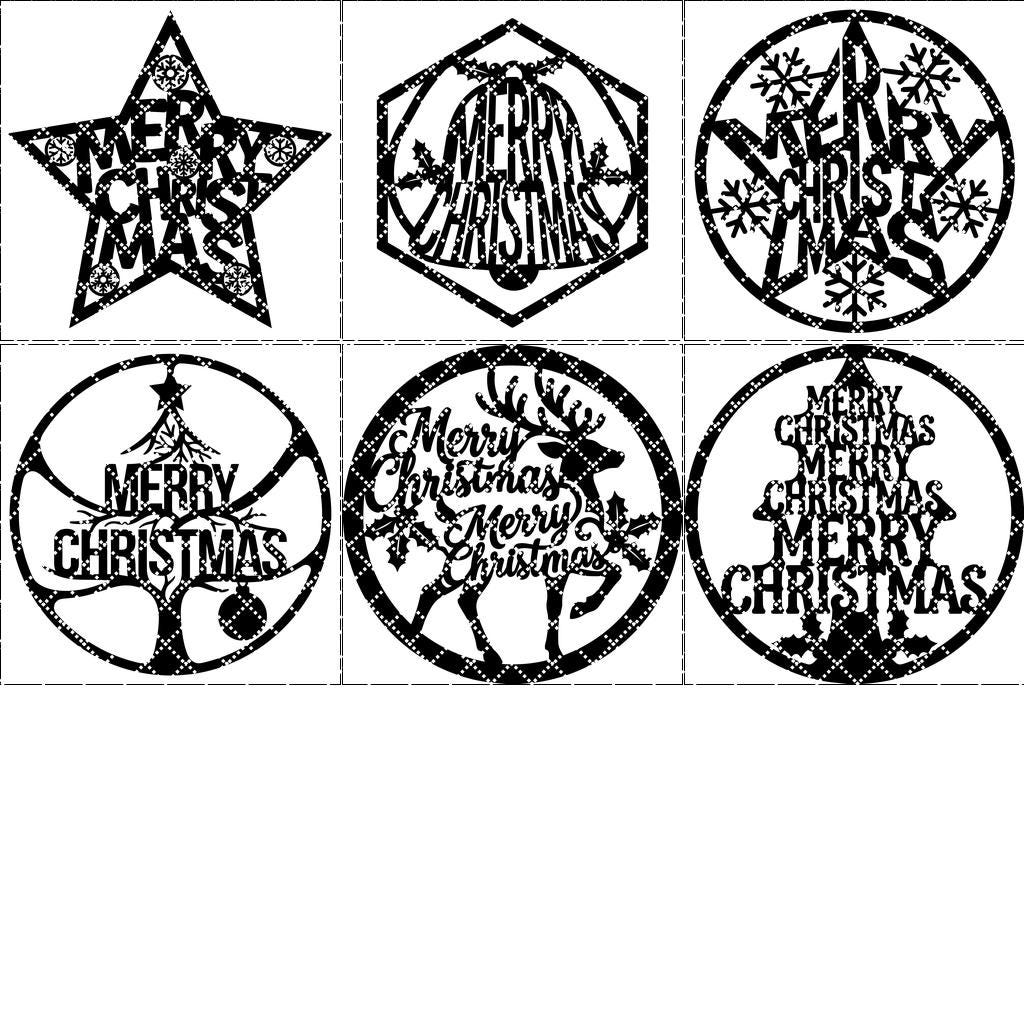Ensemble de décorations de porte "Joyeux Noël", Panneau de porte rond pour les fêtes, Fichier de conception laser. – Image 8