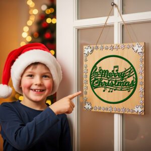 Merry Christmas Musical Notes, Round Door Hanger, Holiday