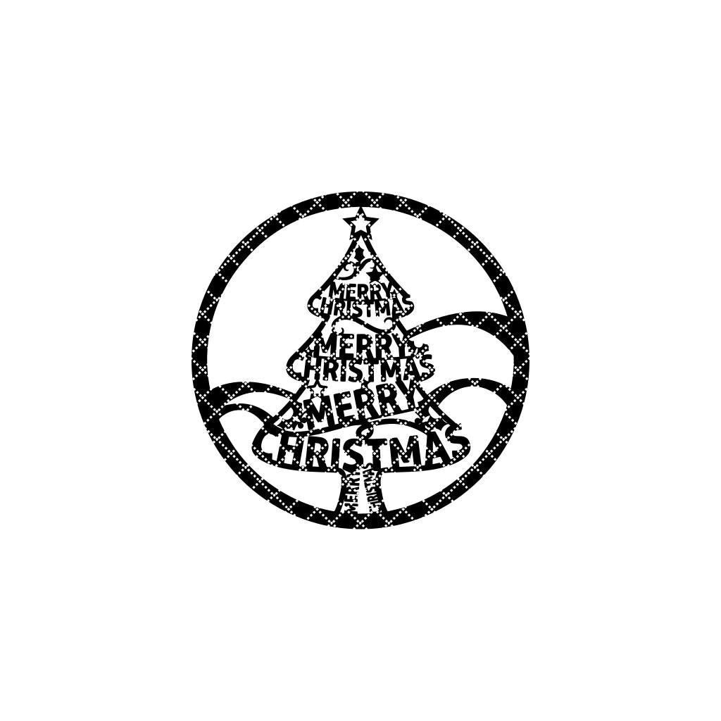 Couronne de porte ronde Joyeux Sapin de Noël, Fichier de découpe laser pour porte, Décoration de fête – Image 2