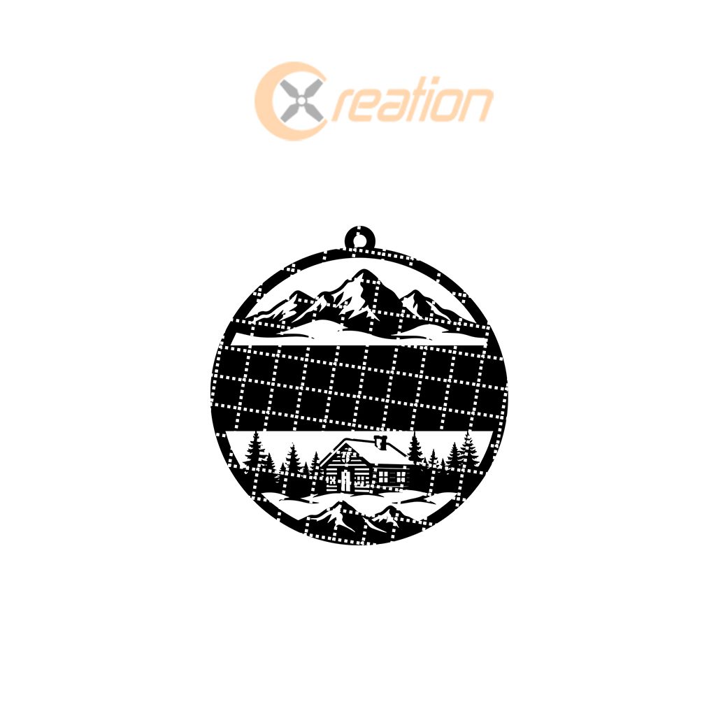 Mountain Ornament Christmas Design, Personalized Circular Holiday Decoration