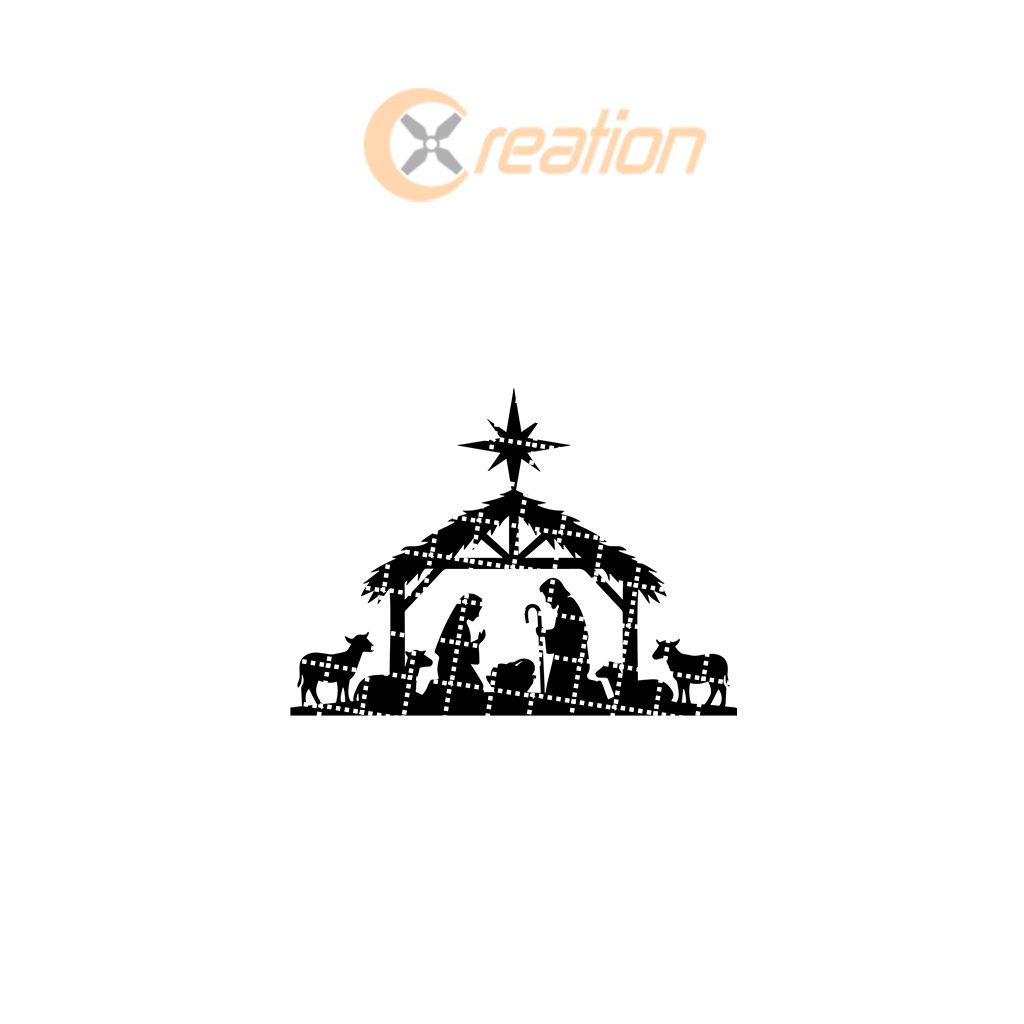 Nativity Scene, Christmas Wall Art, Monogram Metal Sign,