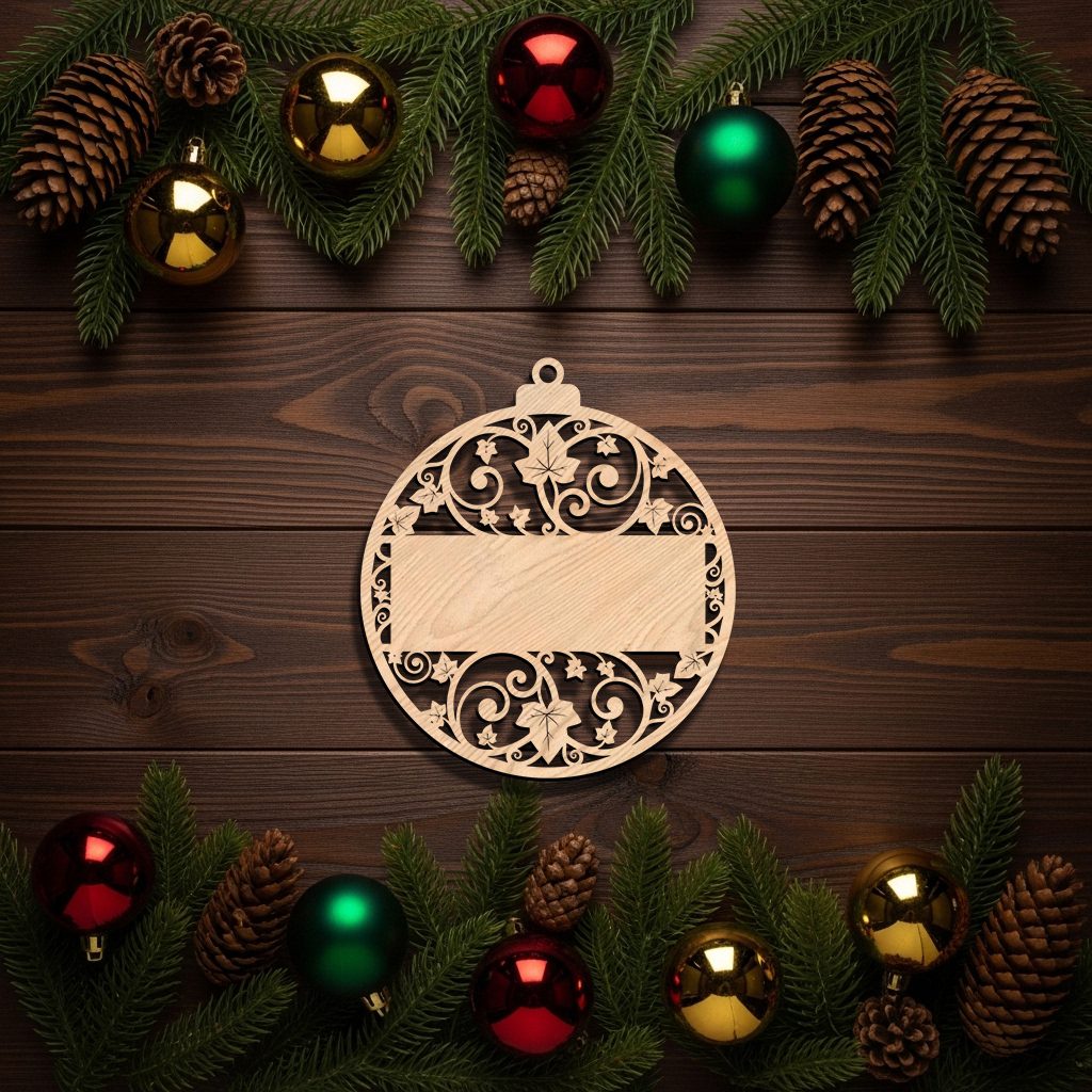 Fichier laser Ornement Orné, Modèle vierge personnalisé pour Noël, Décoration de fêtes. – Image 4