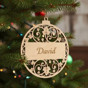 Ornate Ornament Laser File, Christmas Personalized Blank Template,