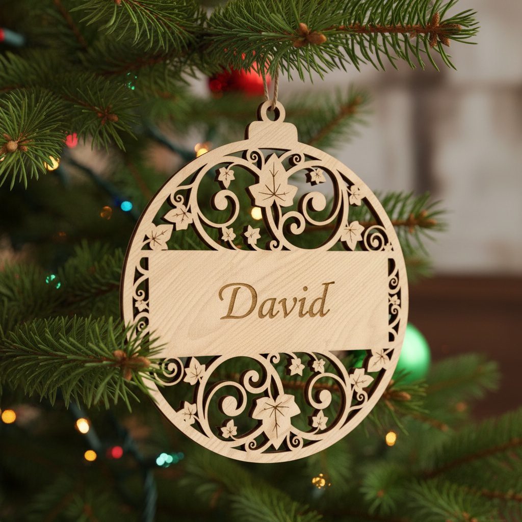 Ornate Ornament Laser File, Christmas Personalized Blank Template,